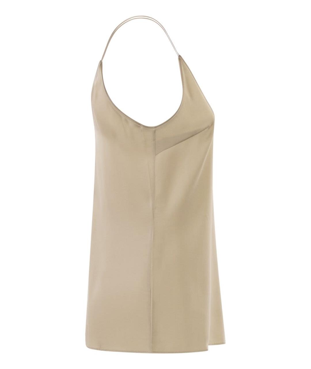 BRUNELLO CUCINELLI Бежевая шелковая майка, фото 3