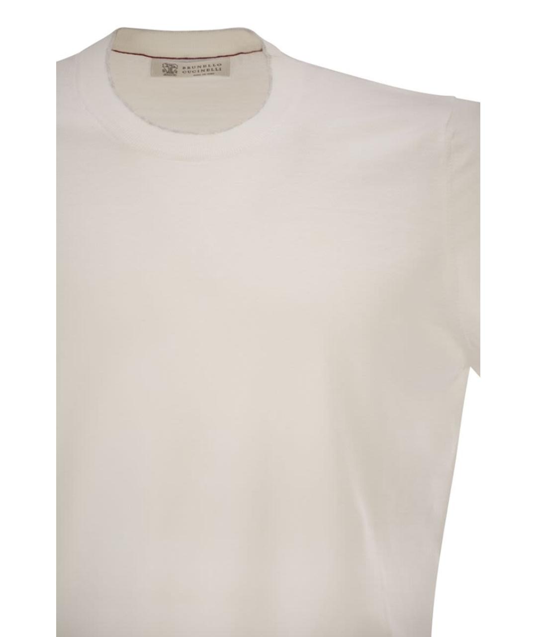 BRUNELLO CUCINELLI Белая хлопковая футболка, фото 4
