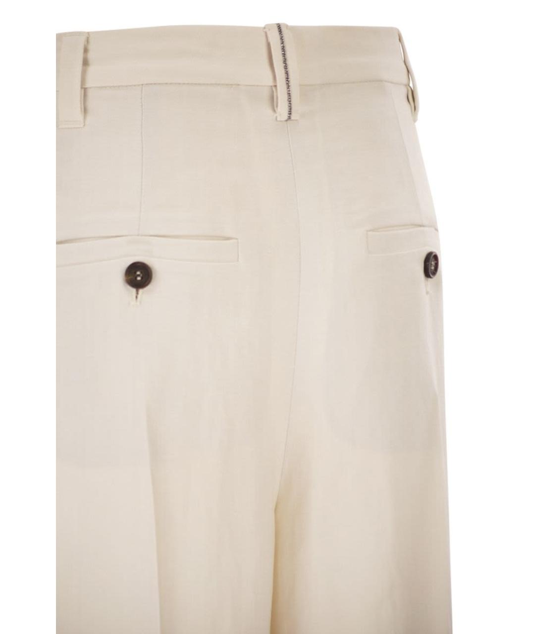 BRUNELLO CUCINELLI Бежевые вискозные брюки широкие, фото 4