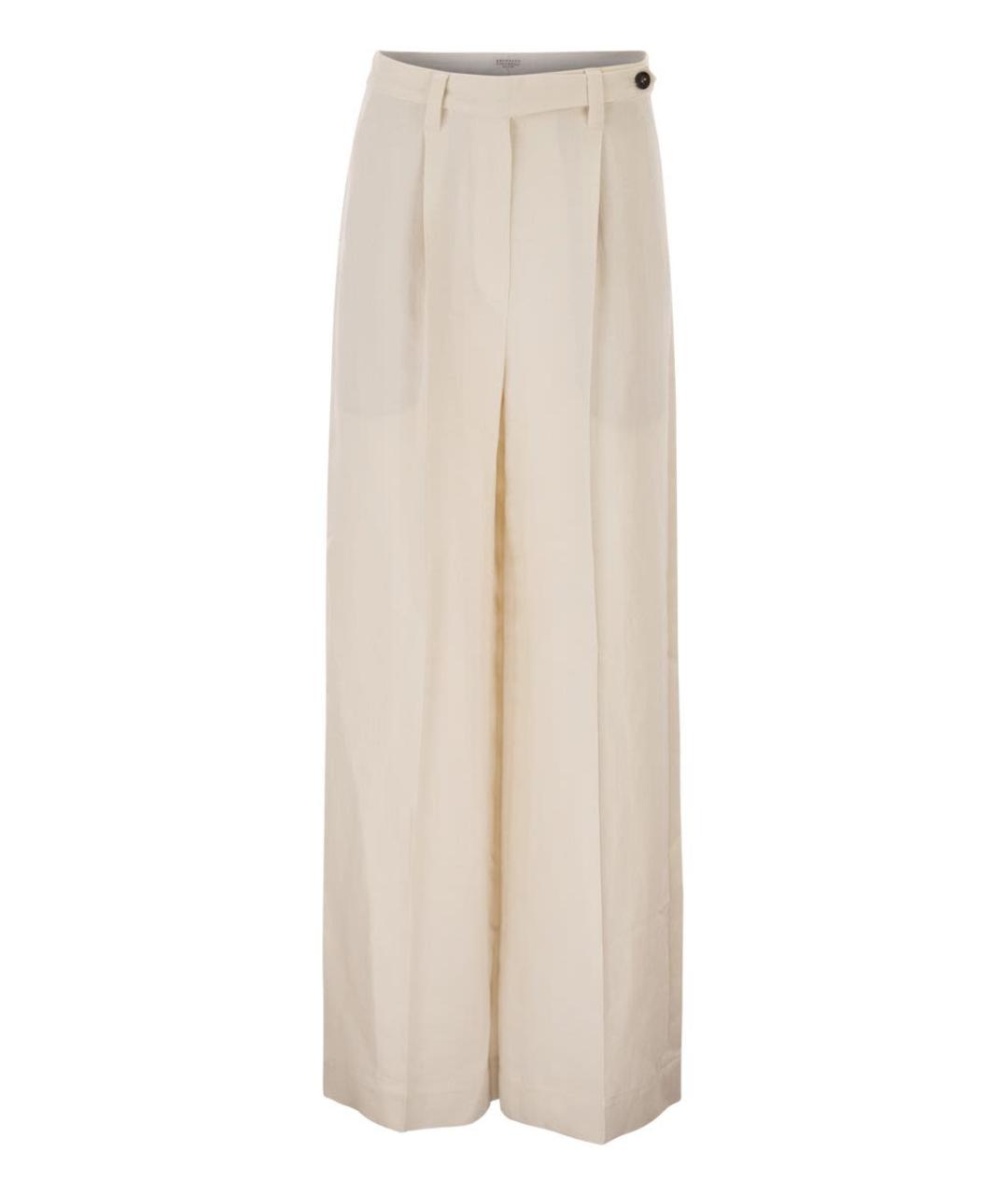 BRUNELLO CUCINELLI Бежевые вискозные брюки широкие, фото 1