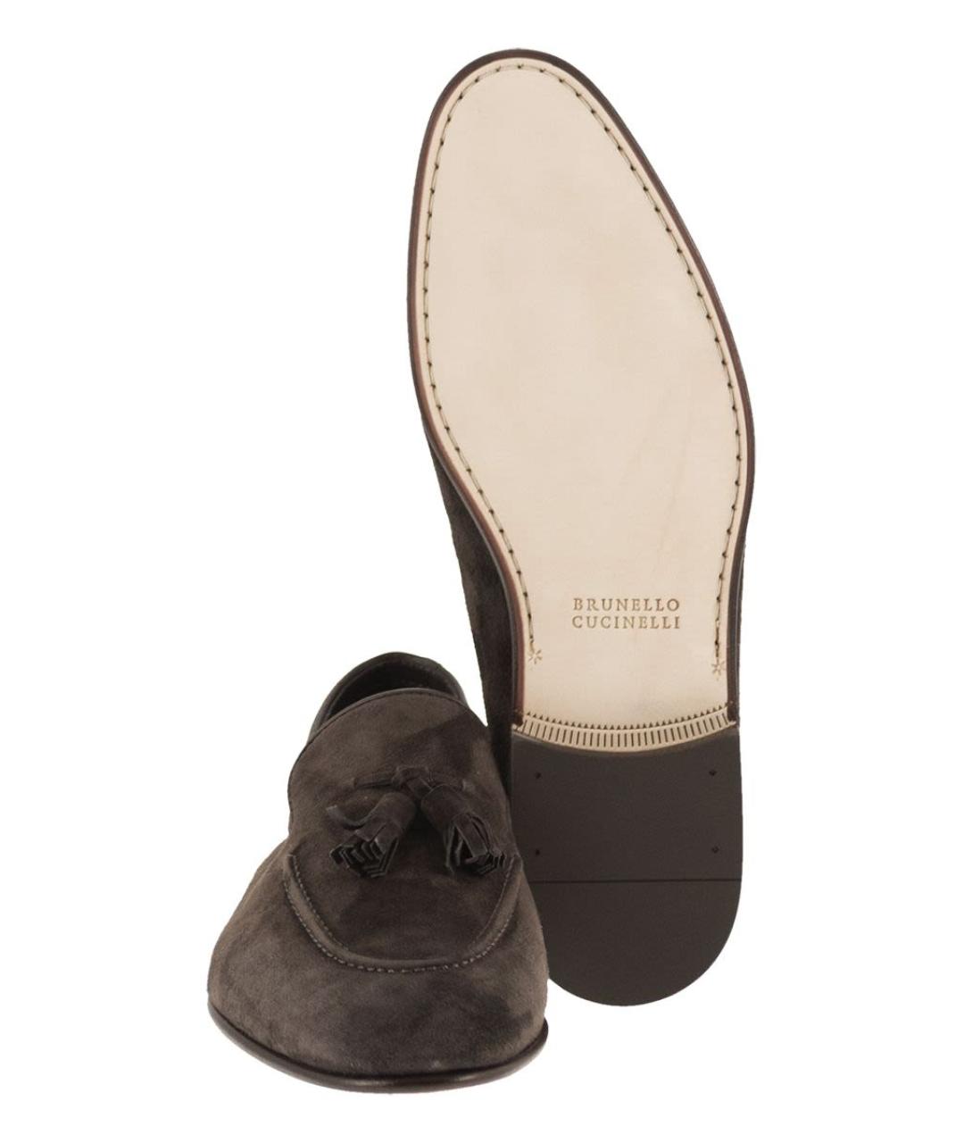 BRUNELLO CUCINELLI Коричневые замшевые лоферы, фото 5