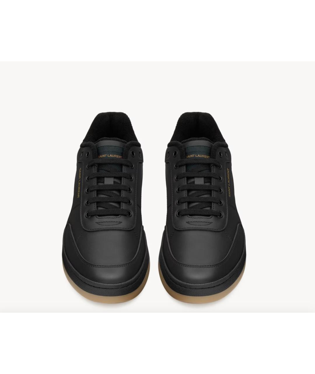 SAINT LAURENT Черные кожаные низкие кроссовки / кеды, фото 2