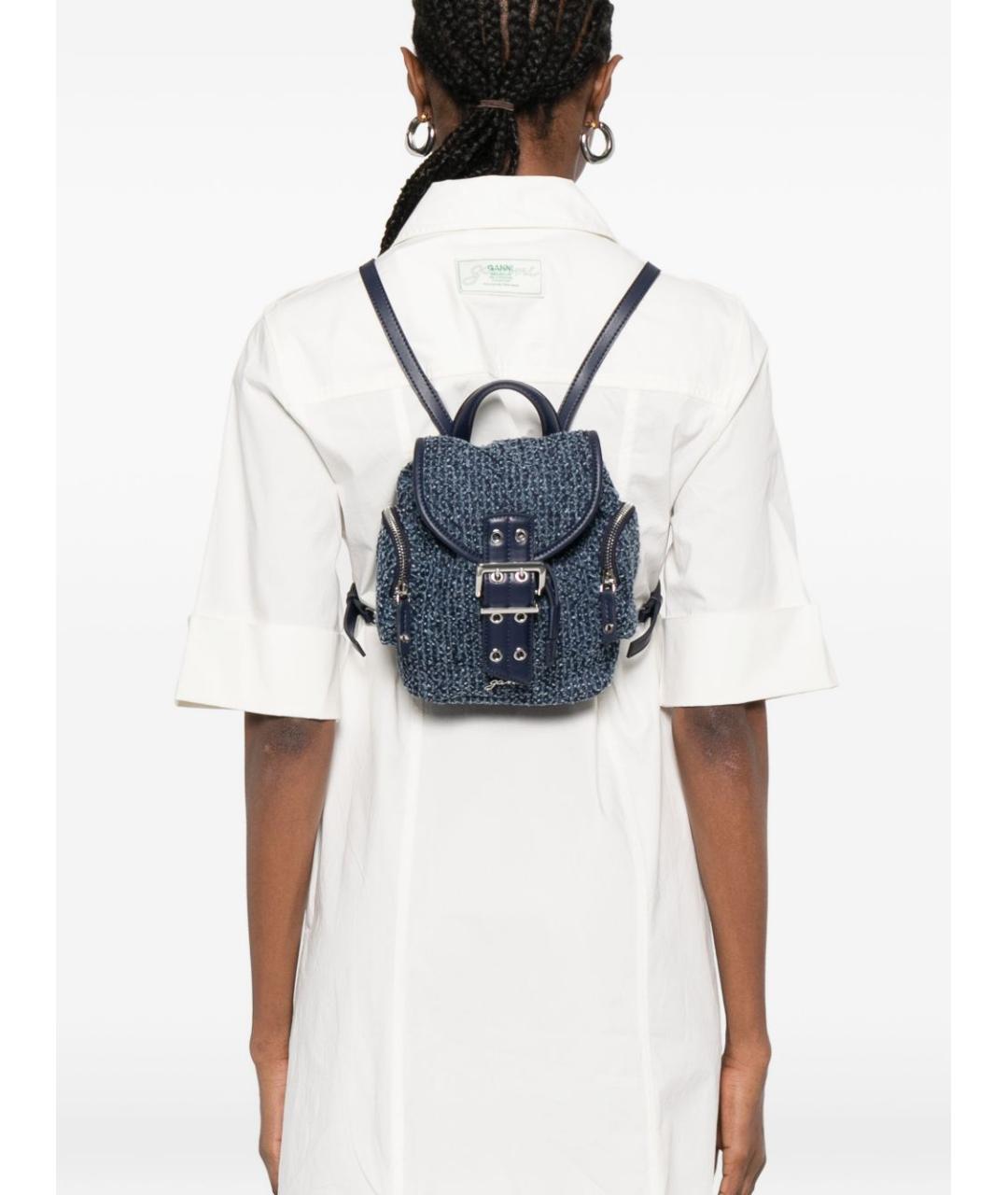 GANNI Синий хлопковый рюкзак, фото 2
