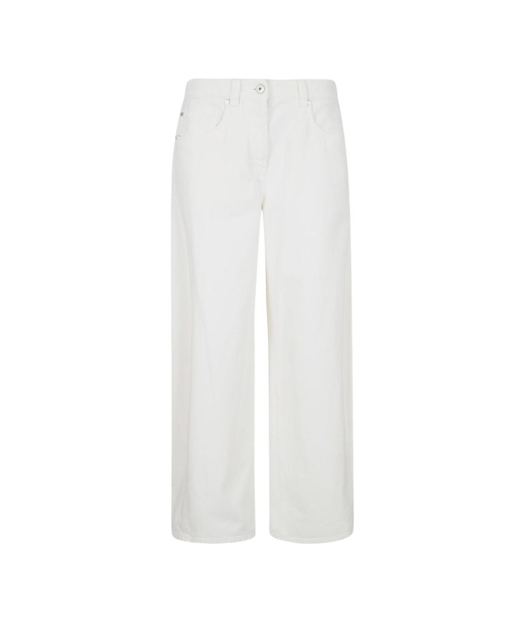 BRUNELLO CUCINELLI Белые хлопковые прямые брюки, фото 1