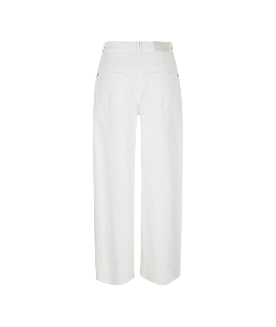 BRUNELLO CUCINELLI Белые хлопковые прямые брюки, фото 2