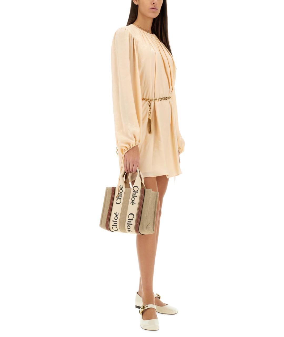CHLOE Розовое шелковое повседневное платье, фото 3