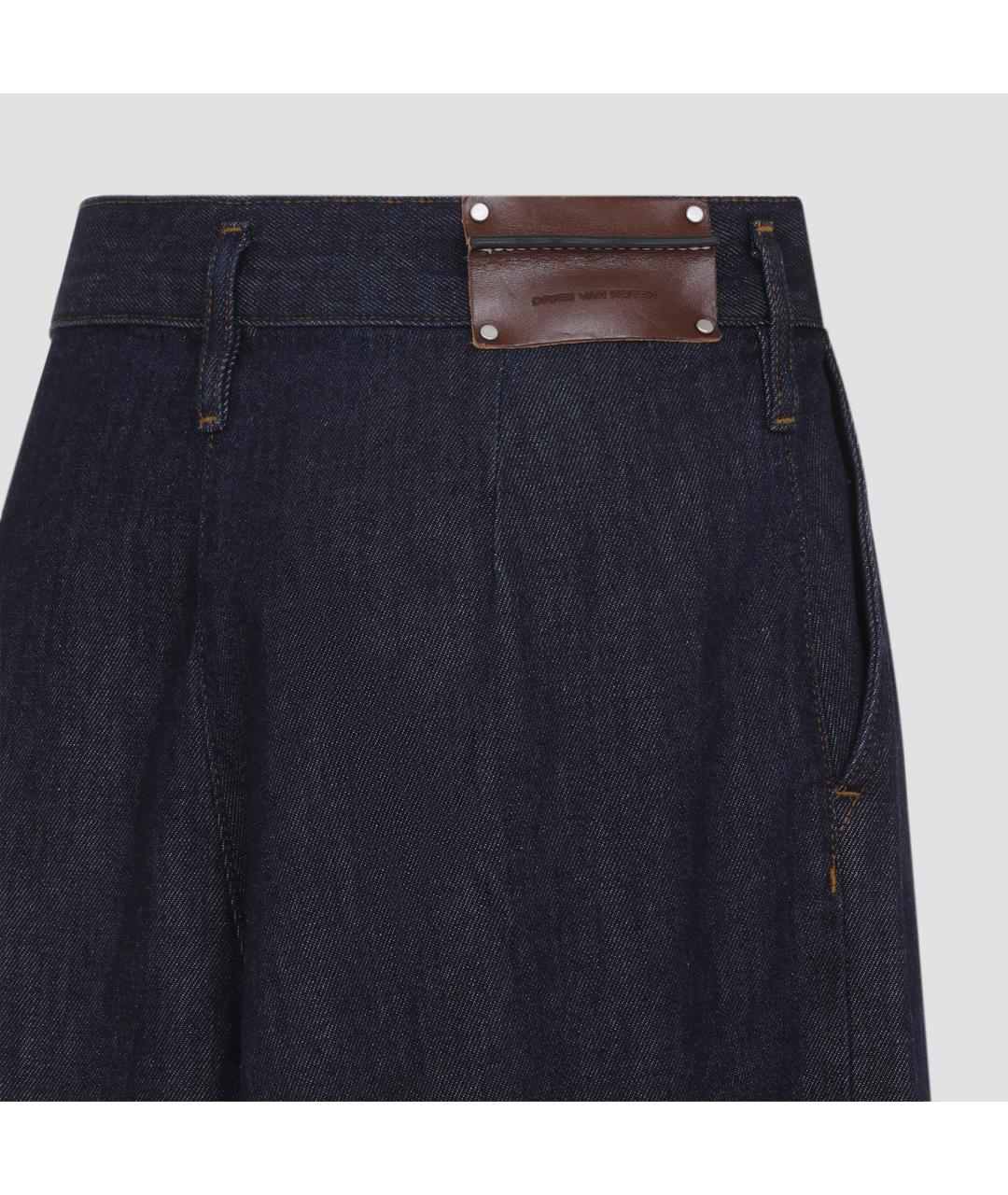 DRIES VAN NOTEN Синие хлопковые прямые джинсы, фото 4