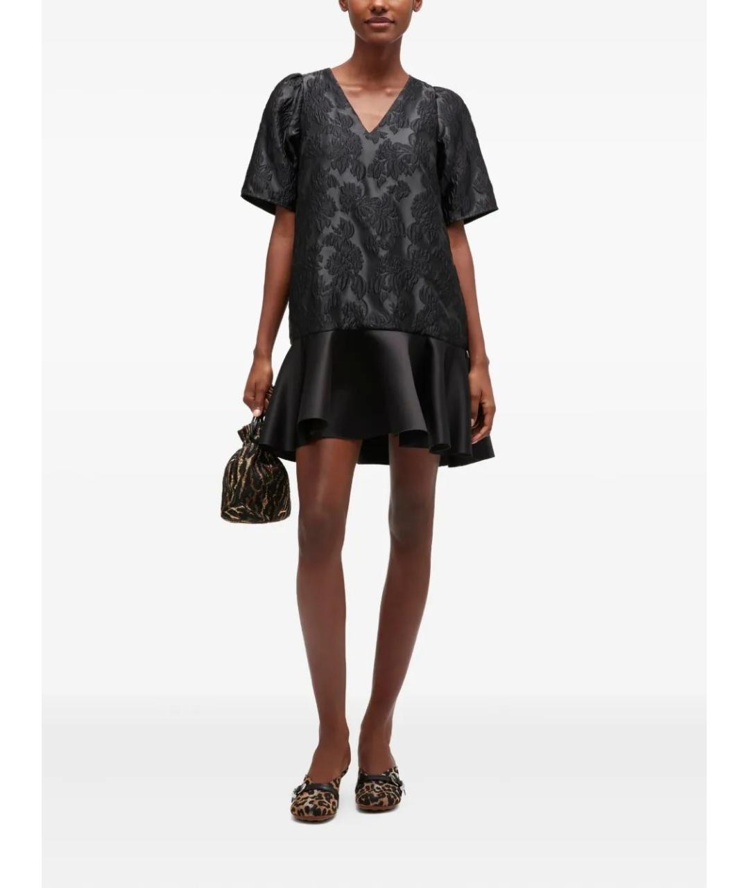 GANNI Черное полиэстеровое коктейльное платье, фото 2