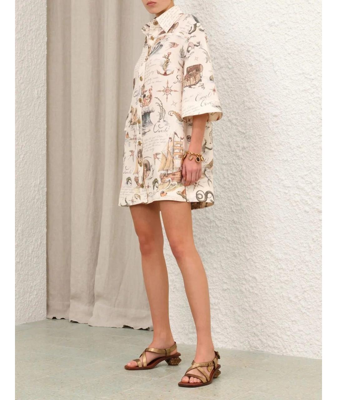 ZIMMERMANN Мульти льняное повседневное платье, фото 3