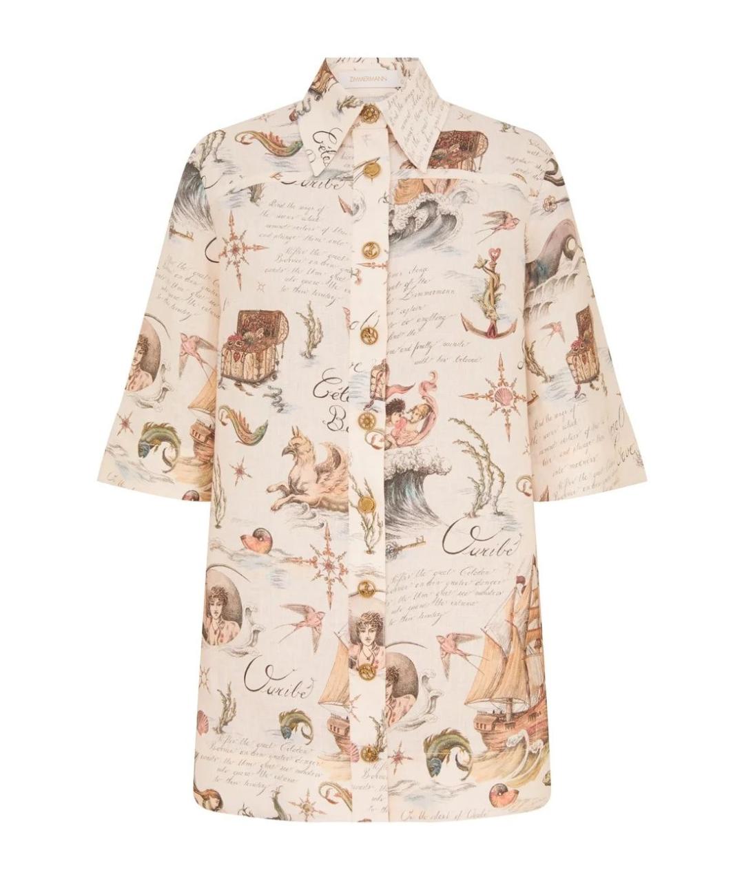 ZIMMERMANN Мульти льняное повседневное платье, фото 1