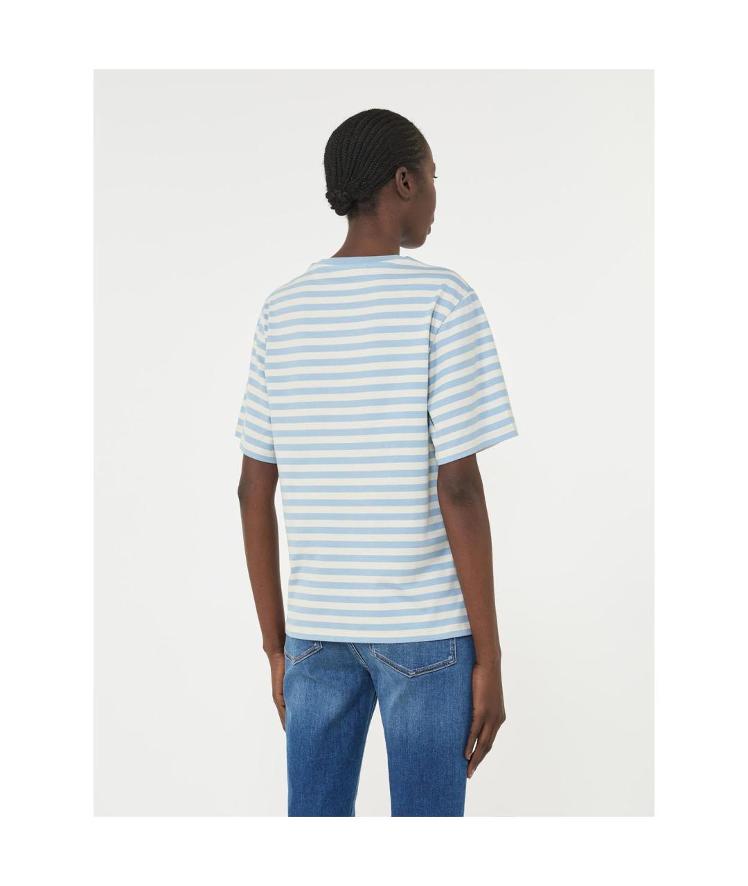 WEEKEND MAX MARA Синяя хлопковая футболка, фото 3