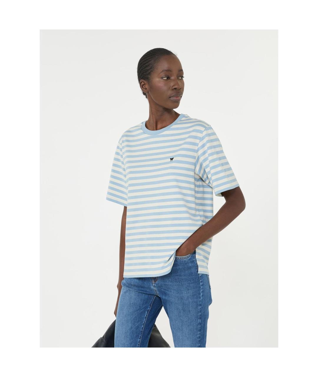 WEEKEND MAX MARA Синяя хлопковая футболка, фото 4