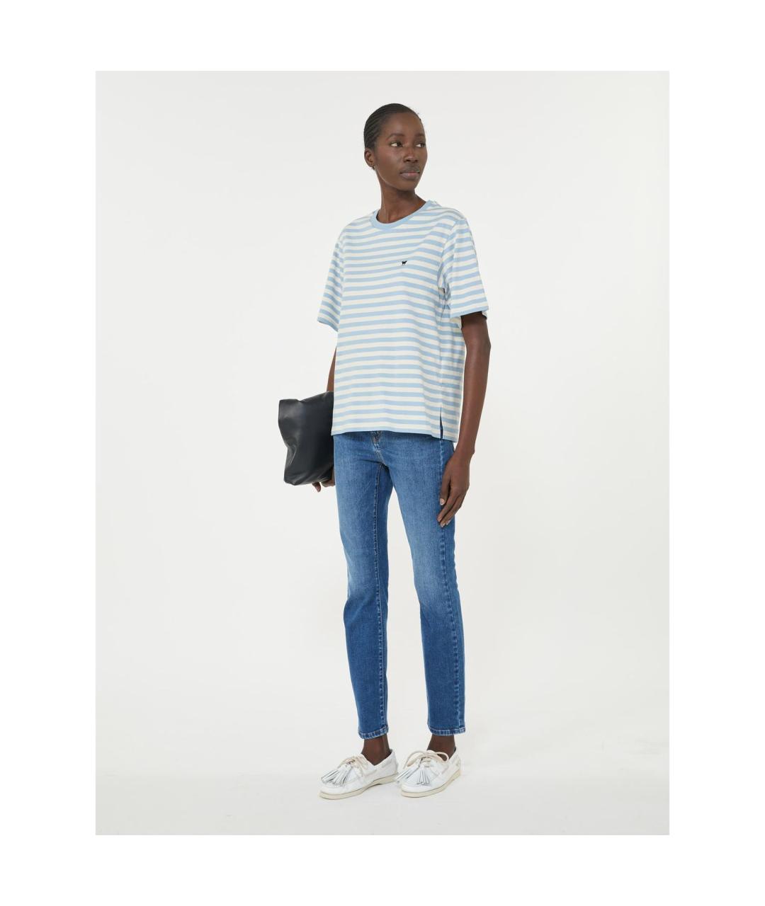 WEEKEND MAX MARA Синяя хлопковая футболка, фото 5