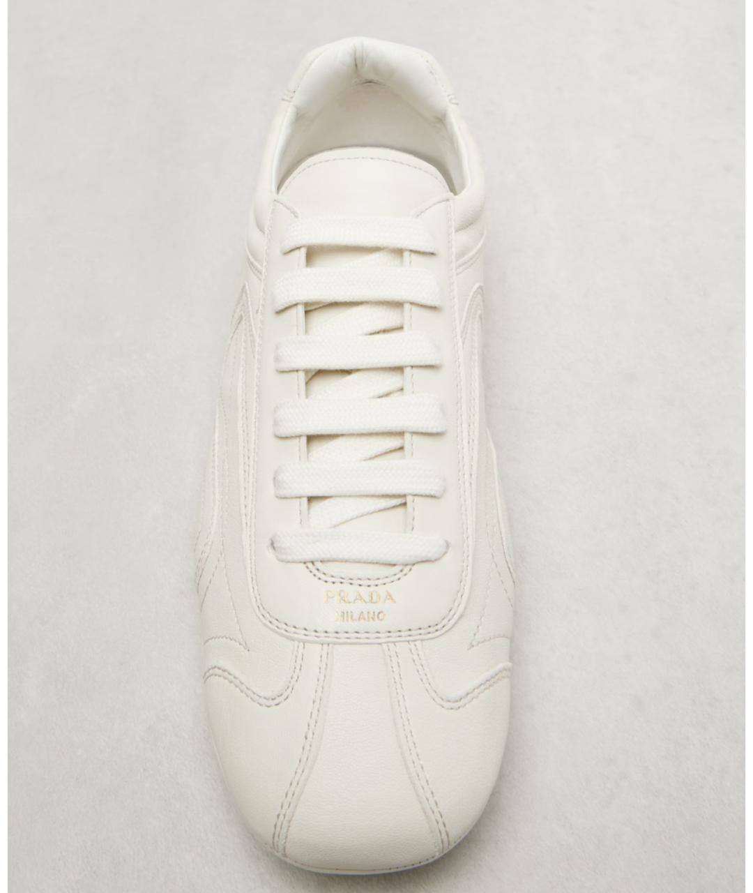 PRADA Белые кожаные низкие кроссовки / кеды, фото 6