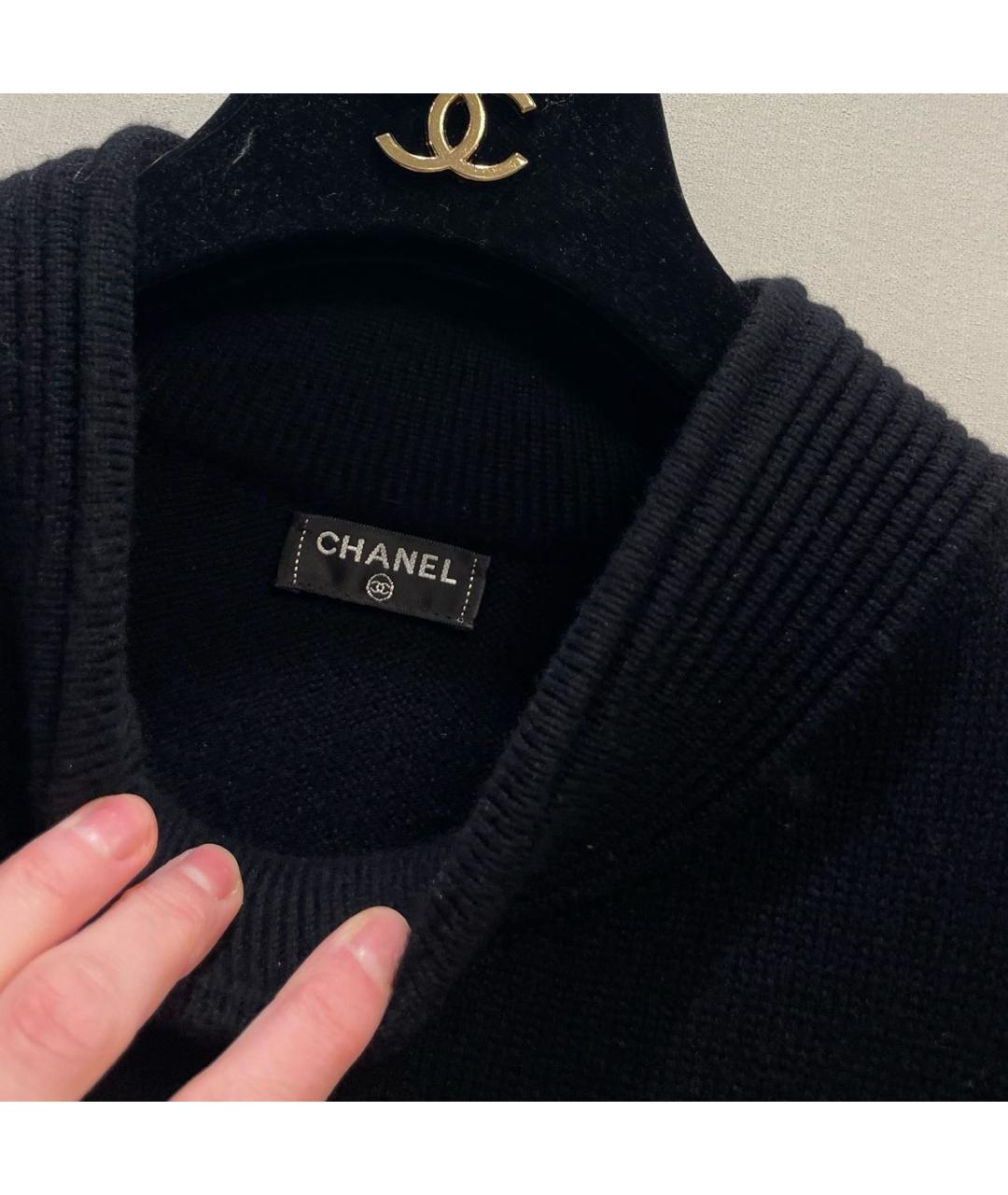 CHANEL Черное кашемировое повседневное платье, фото 6
