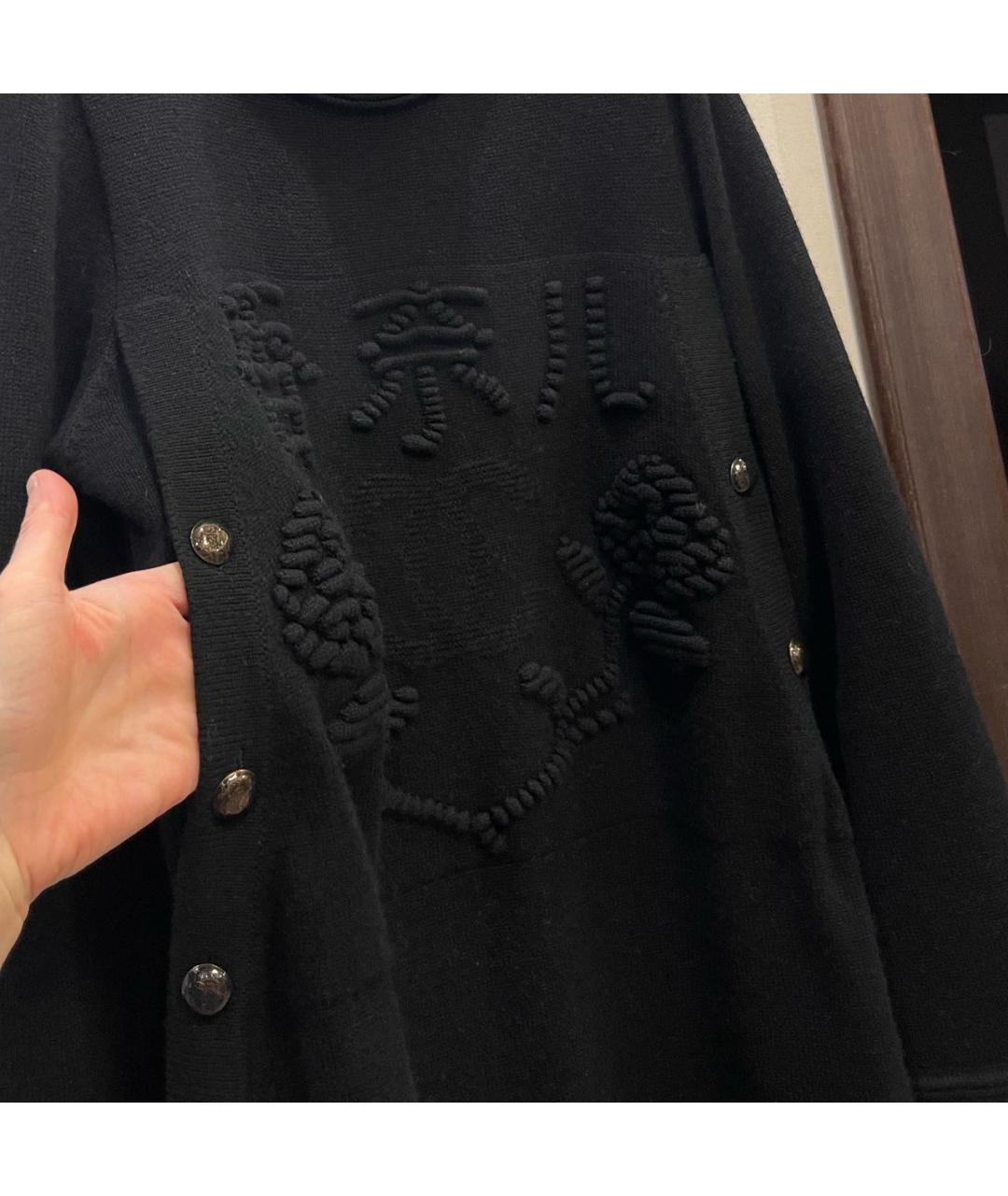 CHANEL Черное кашемировое повседневное платье, фото 5