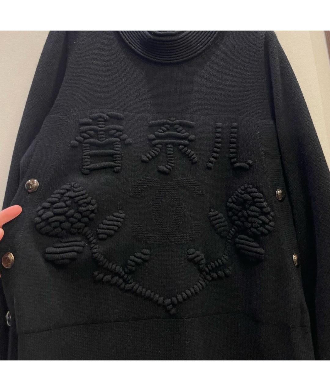 CHANEL Черное кашемировое повседневное платье, фото 2