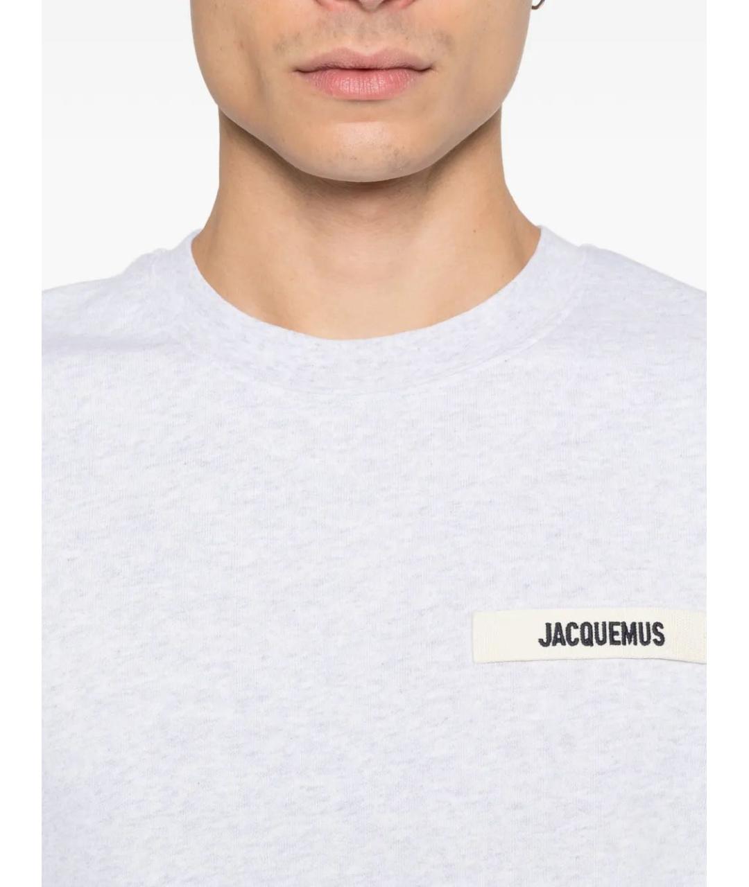 JACQUEMUS Серая хлопковая футболка, фото 5