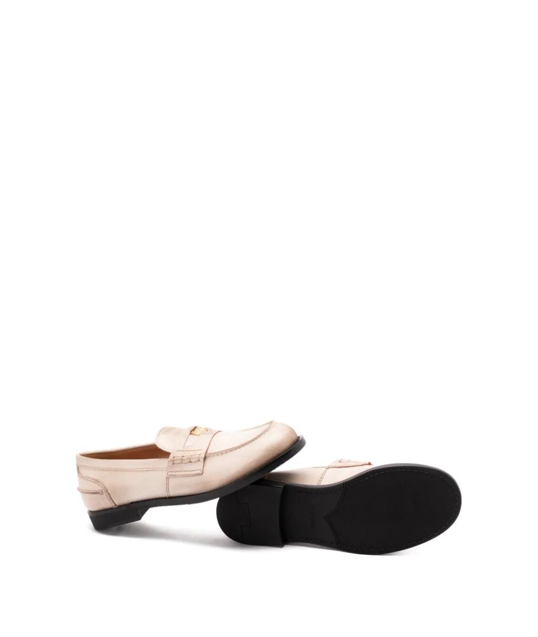 MIU MIU Бежевые кожаные лоферы, фото 5