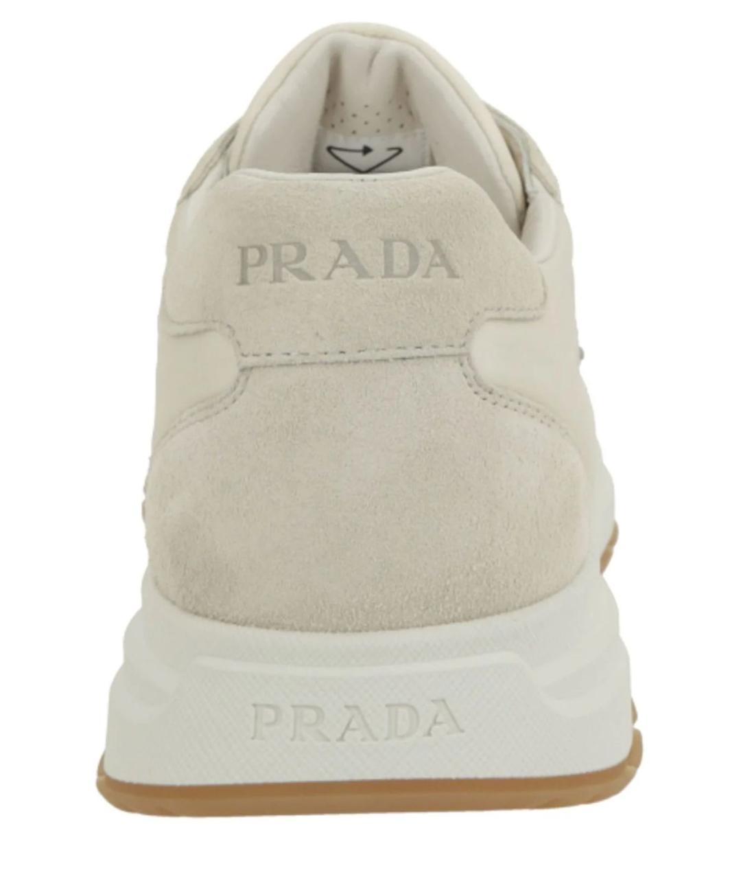 PRADA Бежевые текстильные низкие кроссовки / кеды, фото 3