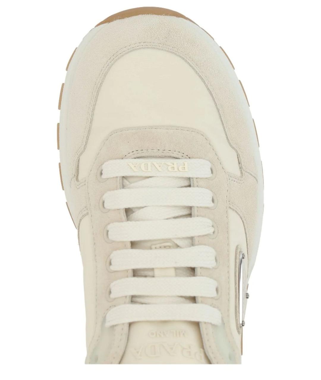 PRADA Бежевые текстильные низкие кроссовки / кеды, фото 4