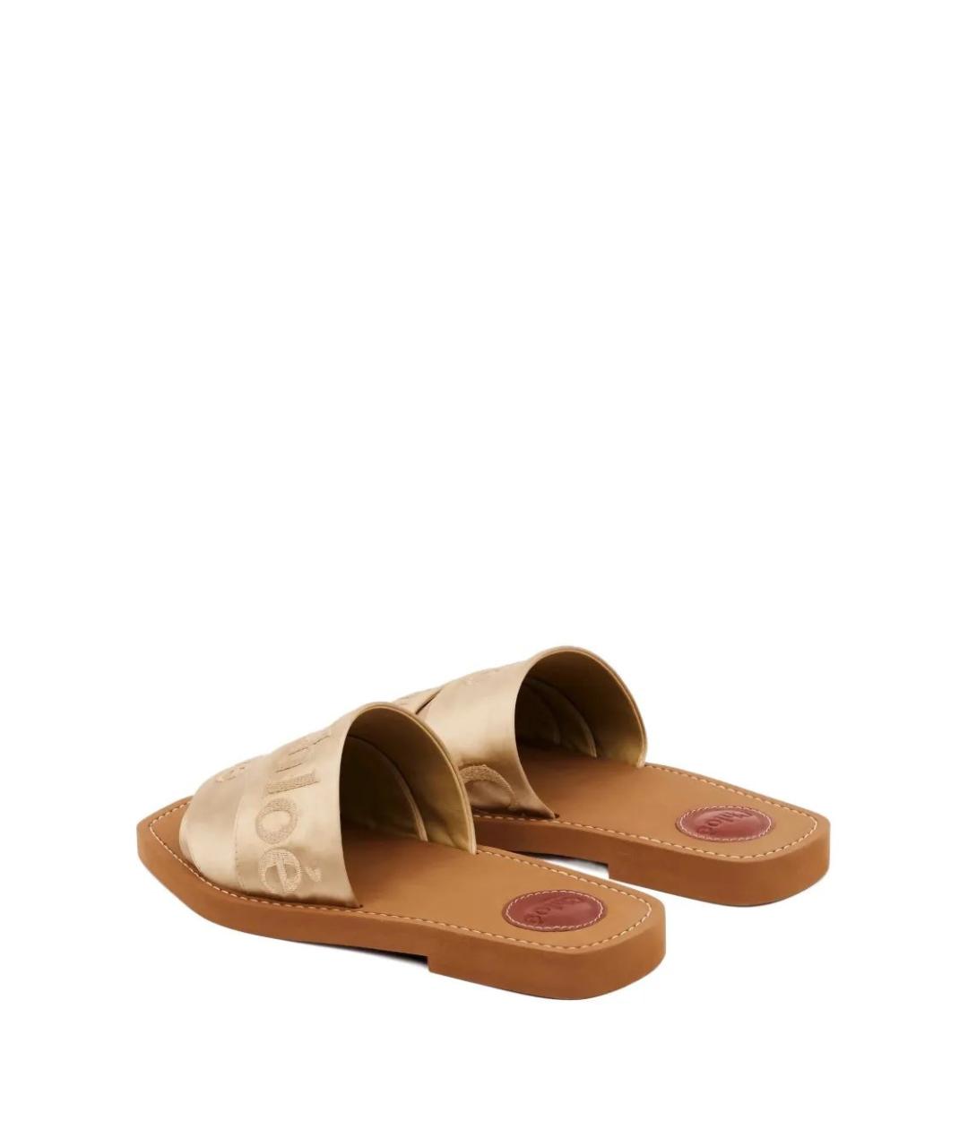 CHLOE Бежевые текстильные шлепанцы, фото 3