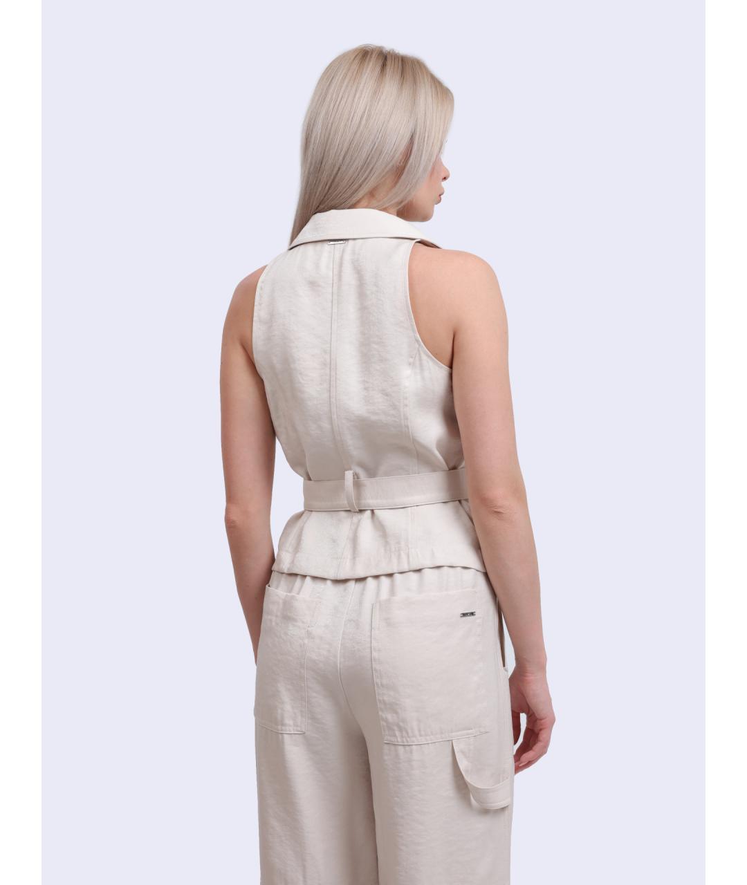 LIU JO Бежевый хлопковый жилет, фото 4