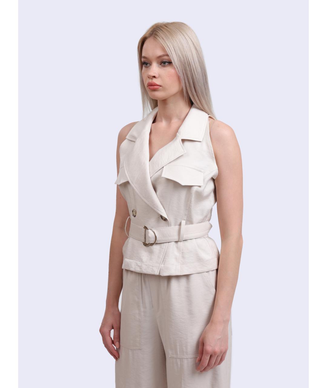 LIU JO Бежевый хлопковый жилет, фото 3