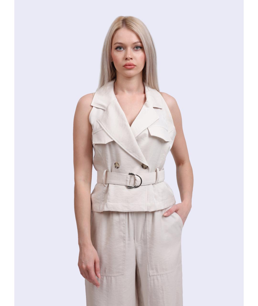 LIU JO Бежевый хлопковый жилет, фото 5