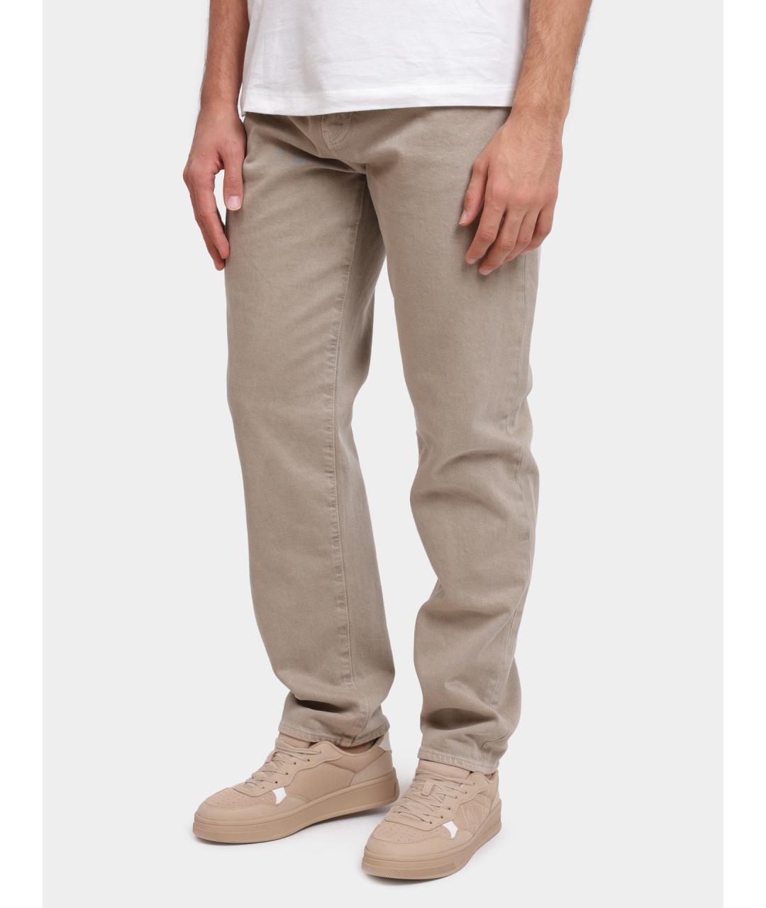 ARMANI EXCHANGE Бежевые хлопковые прямые джинсы, фото 3