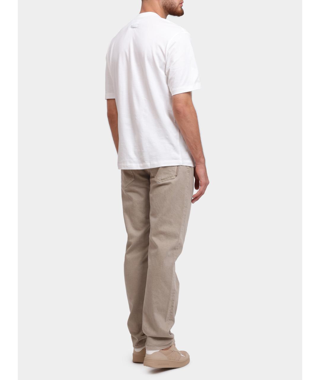 ARMANI EXCHANGE Бежевые хлопковые прямые джинсы, фото 5