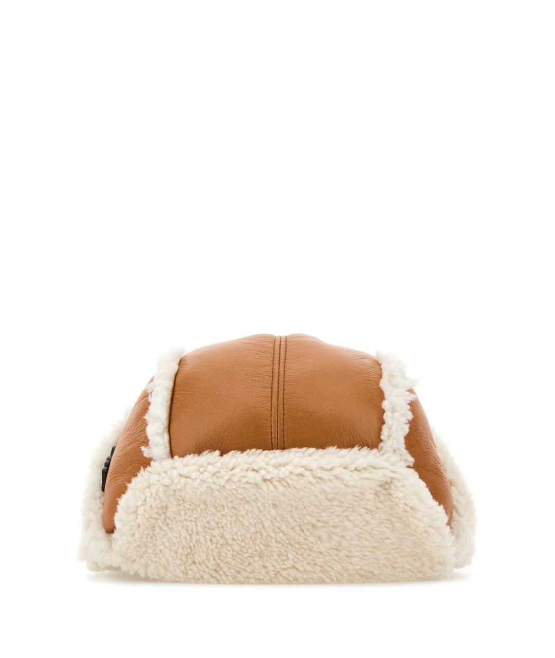 MIU MIU Бежевая кожаная шапка, фото 1