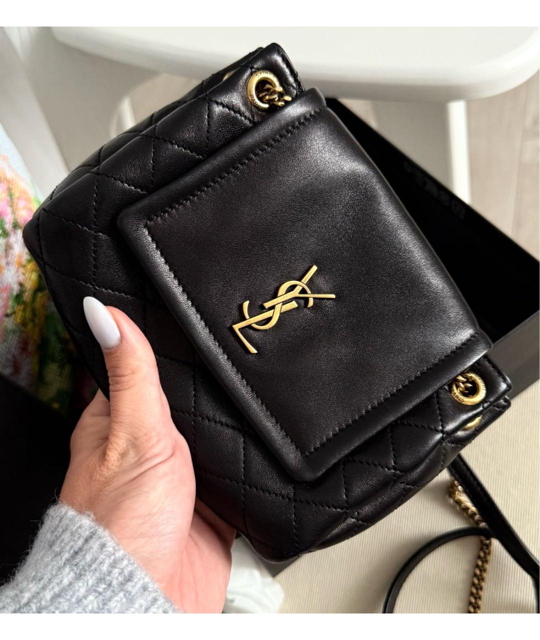 SAINT LAURENT Черная кожаная поясная сумка, фото 7