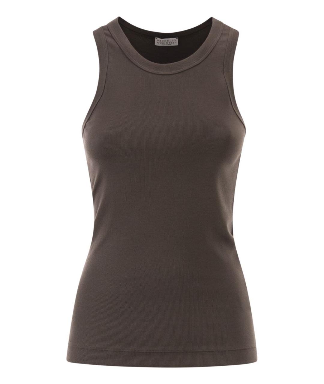 BRUNELLO CUCINELLI Коричневая хлопковая майка, фото 1