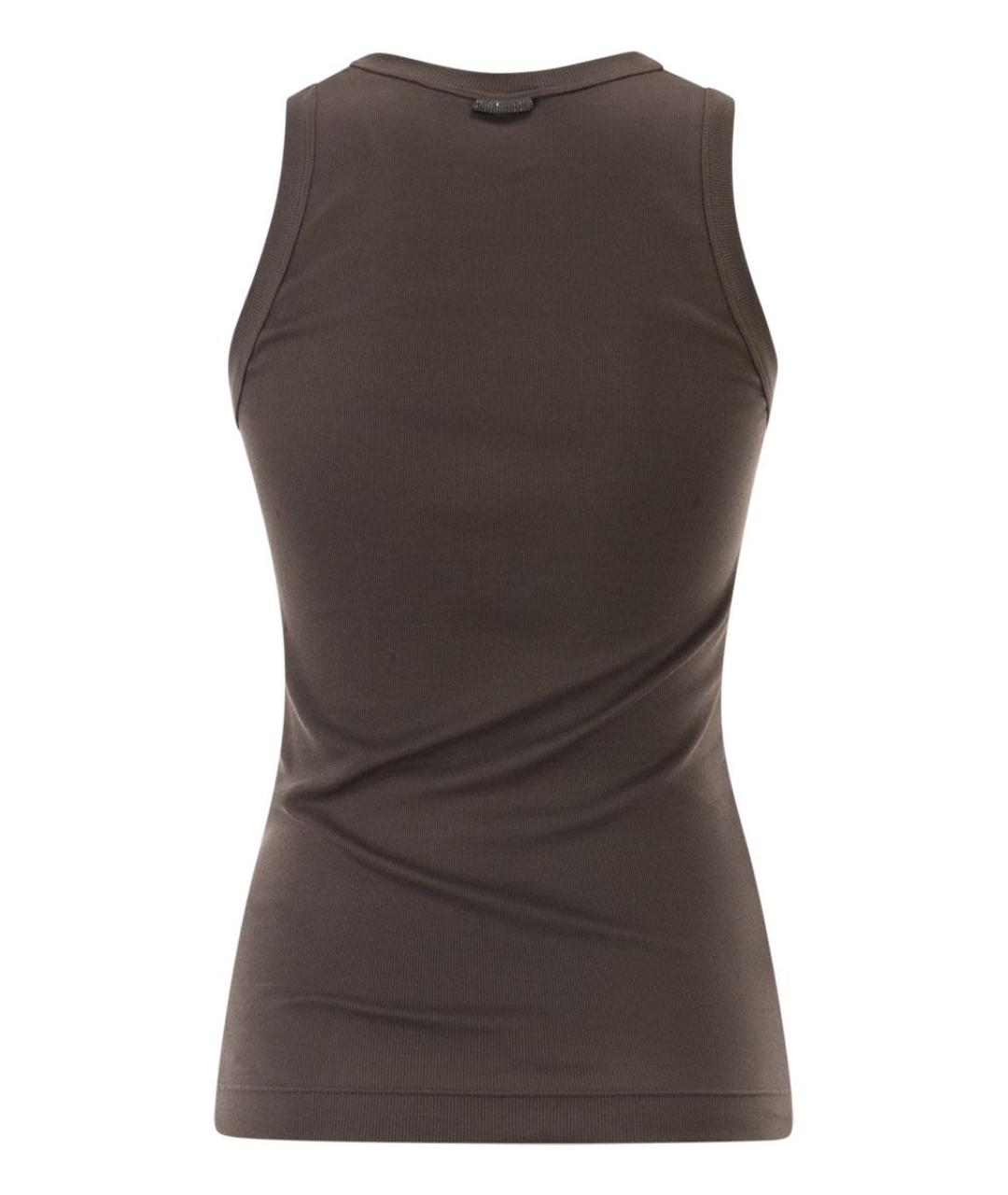 BRUNELLO CUCINELLI Коричневая хлопковая майка, фото 2