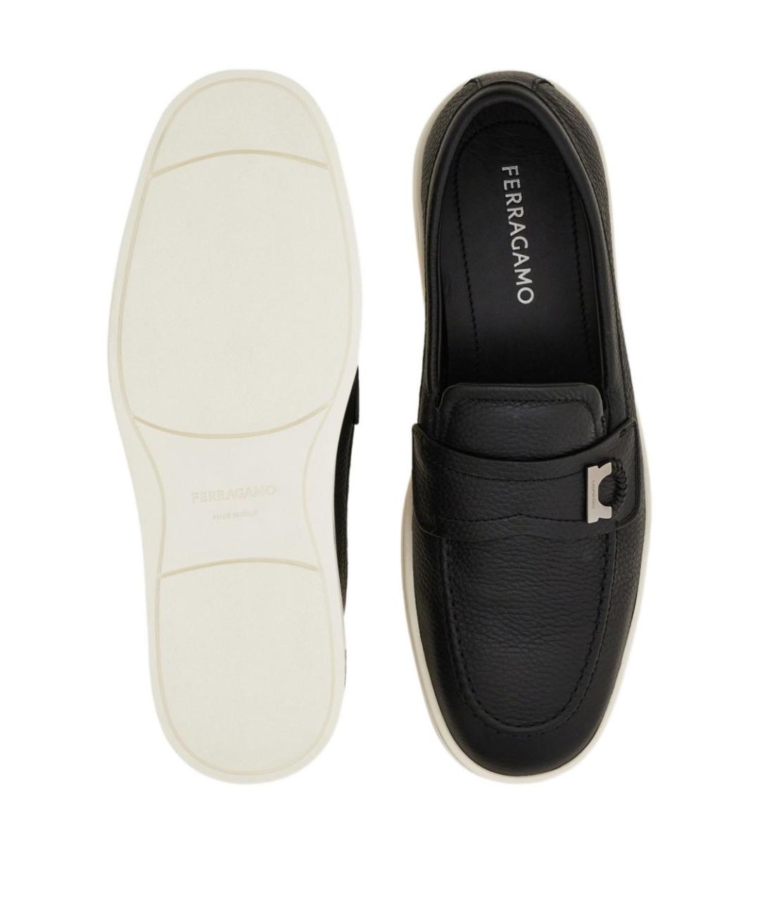 FERRAGAMO Черные кожаные лоферы, фото 4