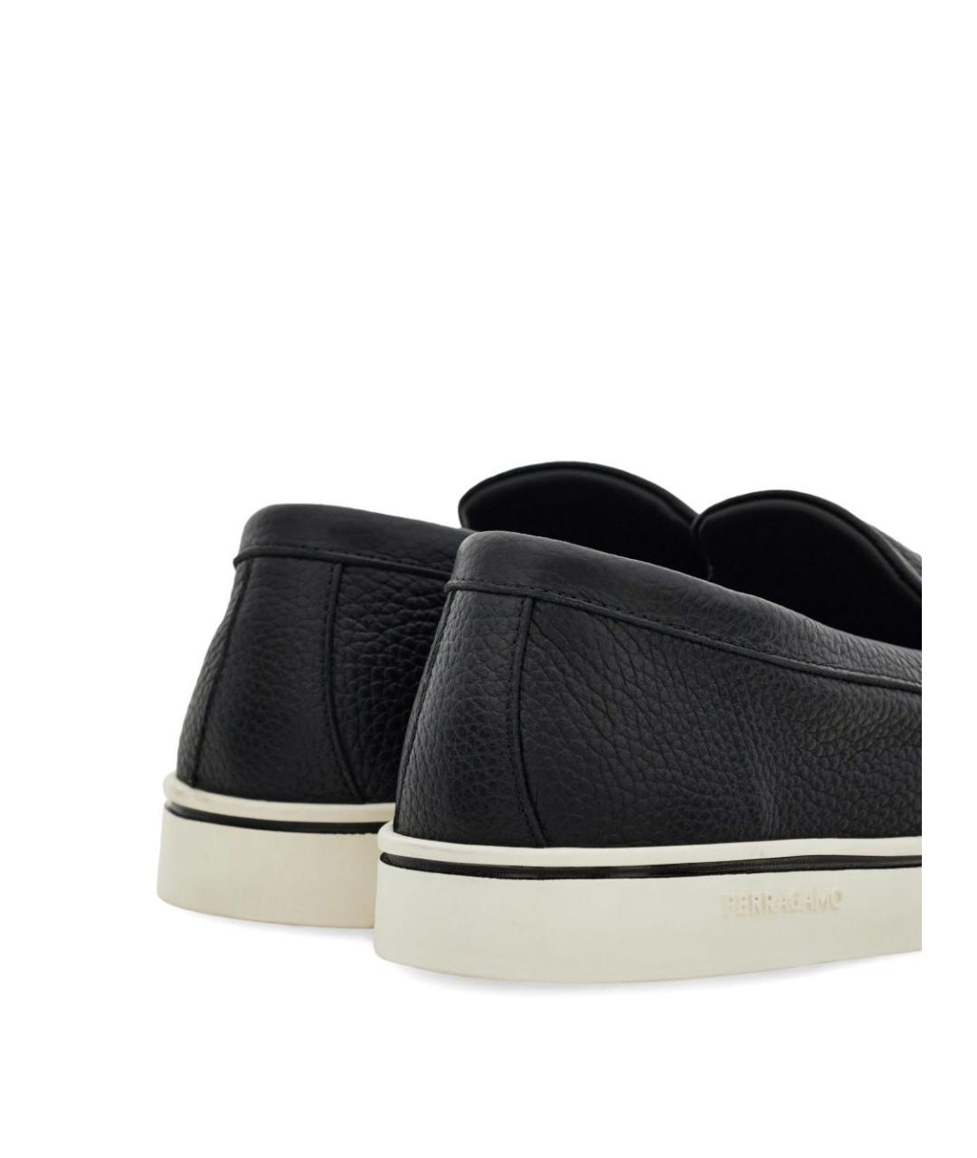 FERRAGAMO Черные кожаные лоферы, фото 5