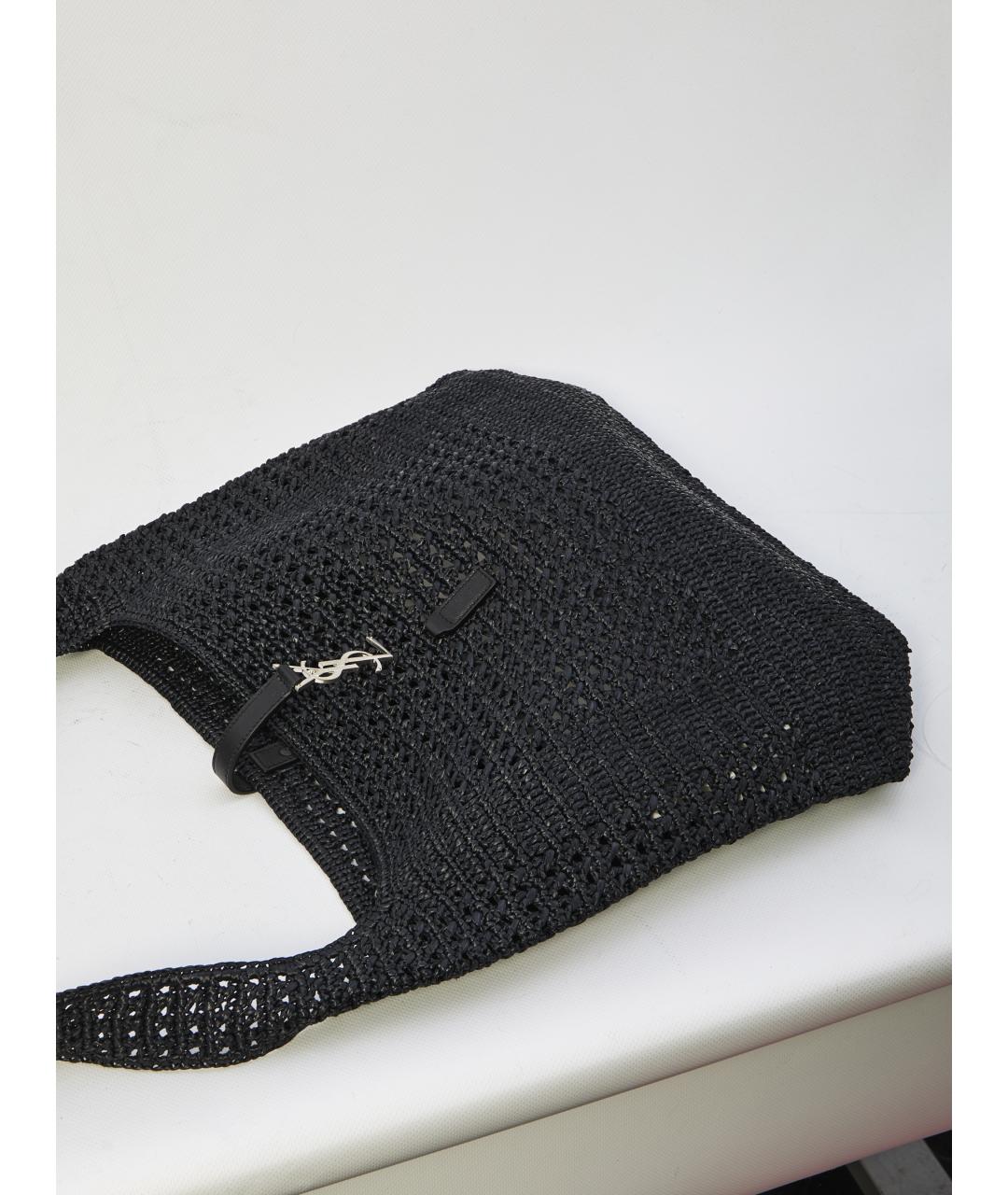 SAINT LAURENT Черная пелетеная сумка на плечо, фото 4