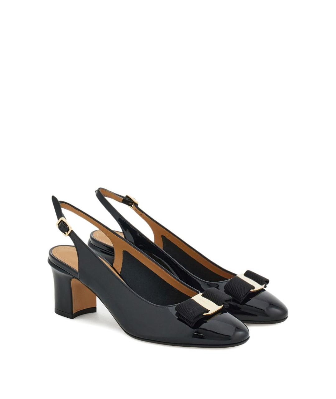 FERRAGAMO Черные бархатные туфли, фото 2