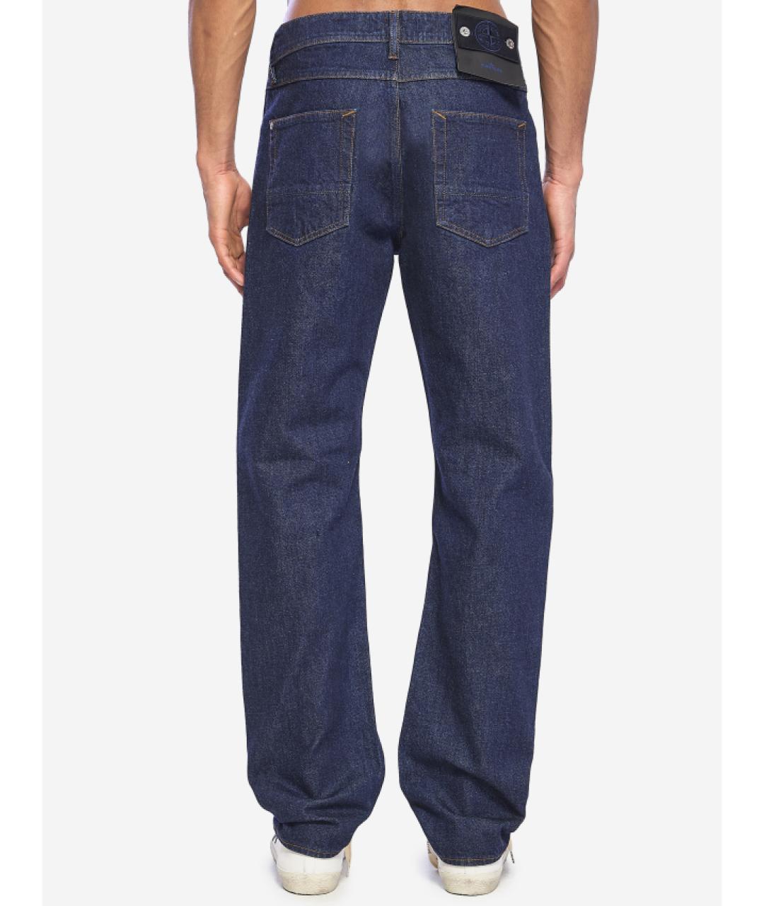 STONE ISLAND Синие хлопковые прямые джинсы, фото 6