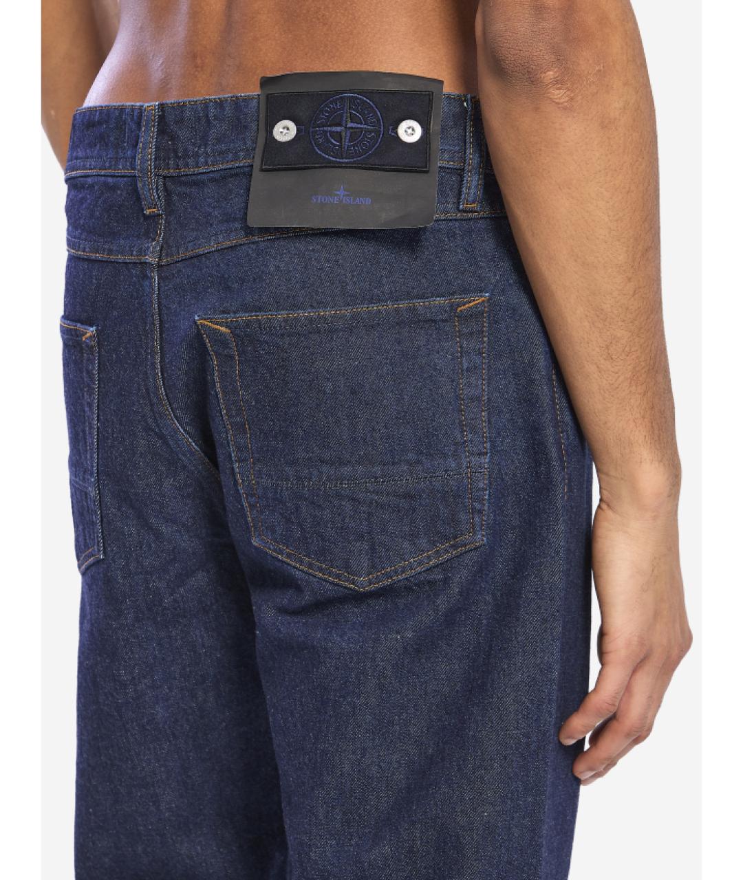STONE ISLAND Синие хлопковые прямые джинсы, фото 7
