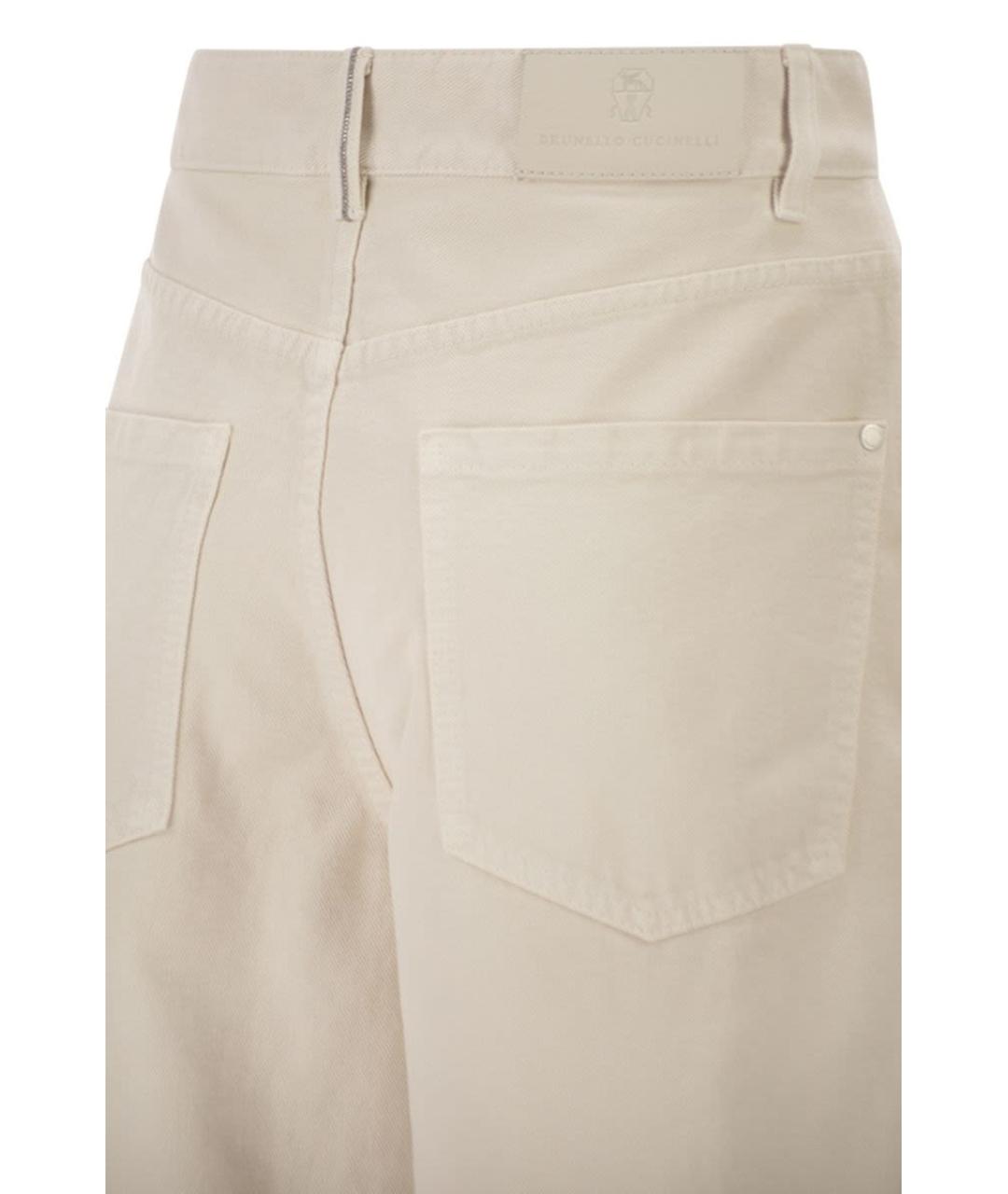 BRUNELLO CUCINELLI Бежевые хлопковые прямые брюки, фото 4