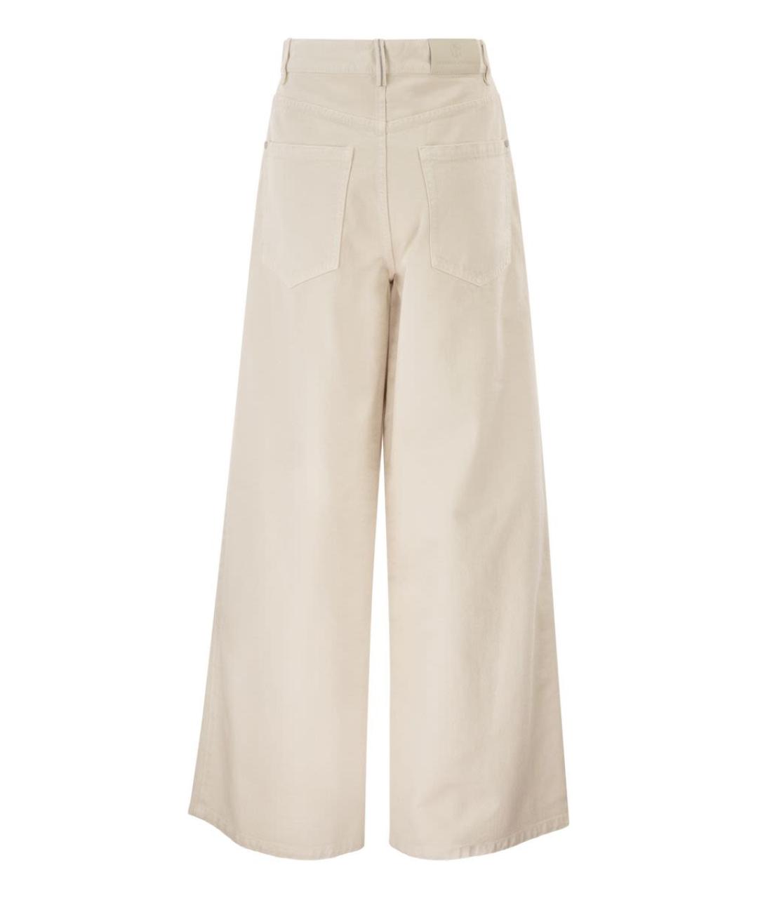 BRUNELLO CUCINELLI Бежевые хлопковые прямые брюки, фото 2