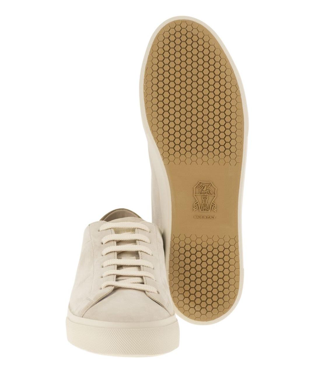 BRUNELLO CUCINELLI Бежевые замшевые низкие кроссовки / кеды, фото 5