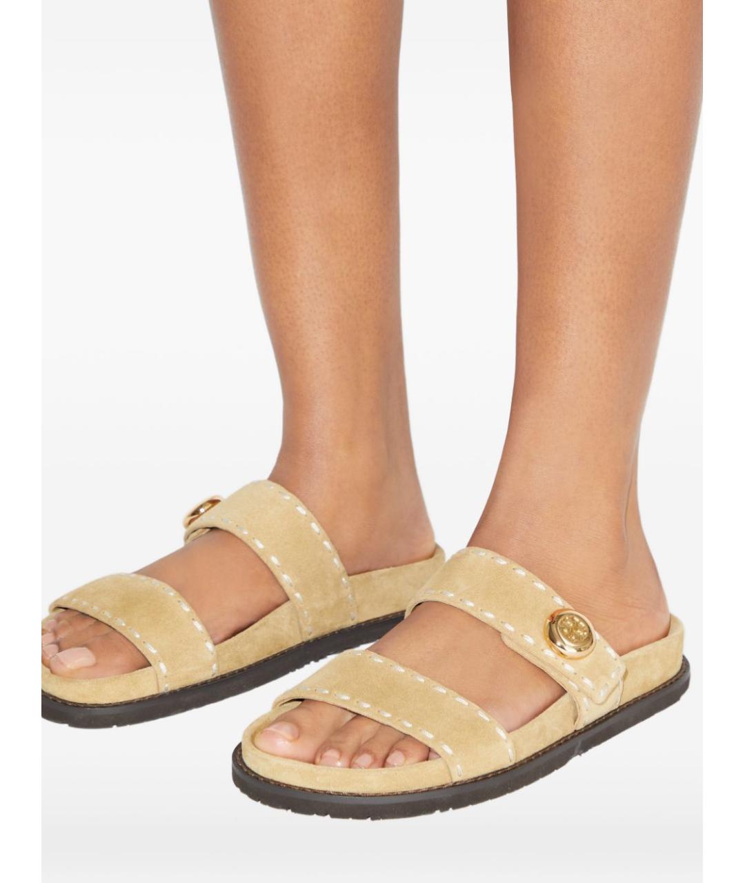 TORY BURCH Бежевые кожаные сандалии, фото 3