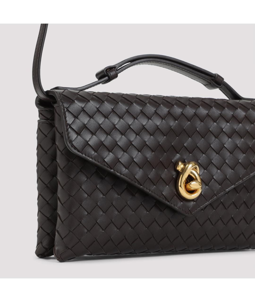 BOTTEGA VENETA Коричневая кожаная сумка с короткими ручками, фото 4