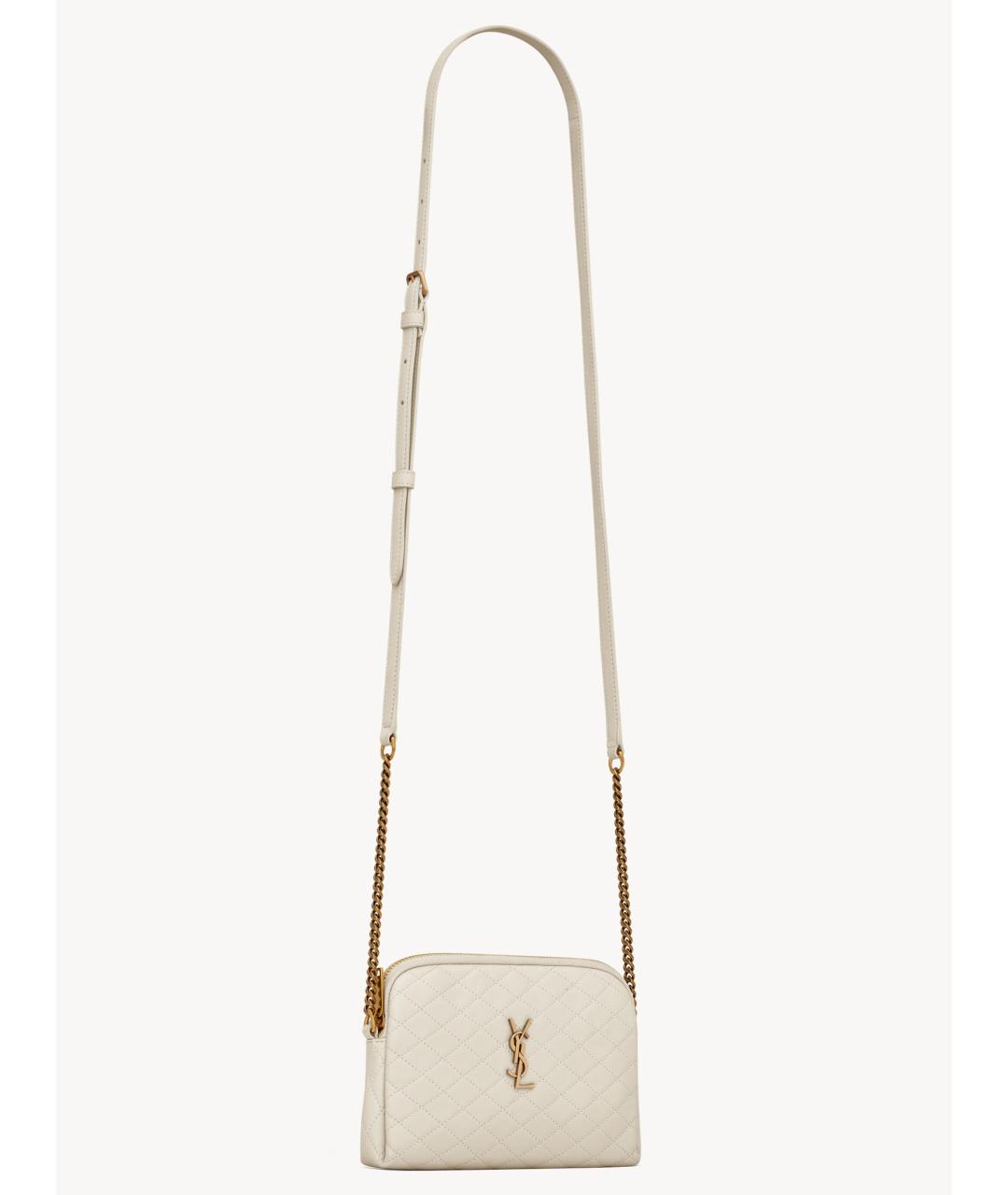 SAINT LAURENT Белая кожаная сумка через плечо, фото 4