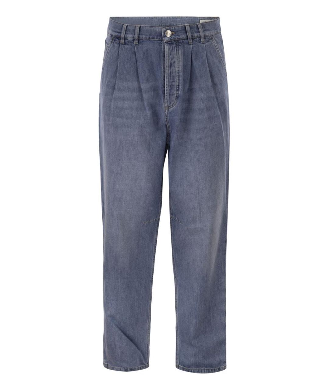 BRUNELLO CUCINELLI Синие хлопковые прямые джинсы, фото 1