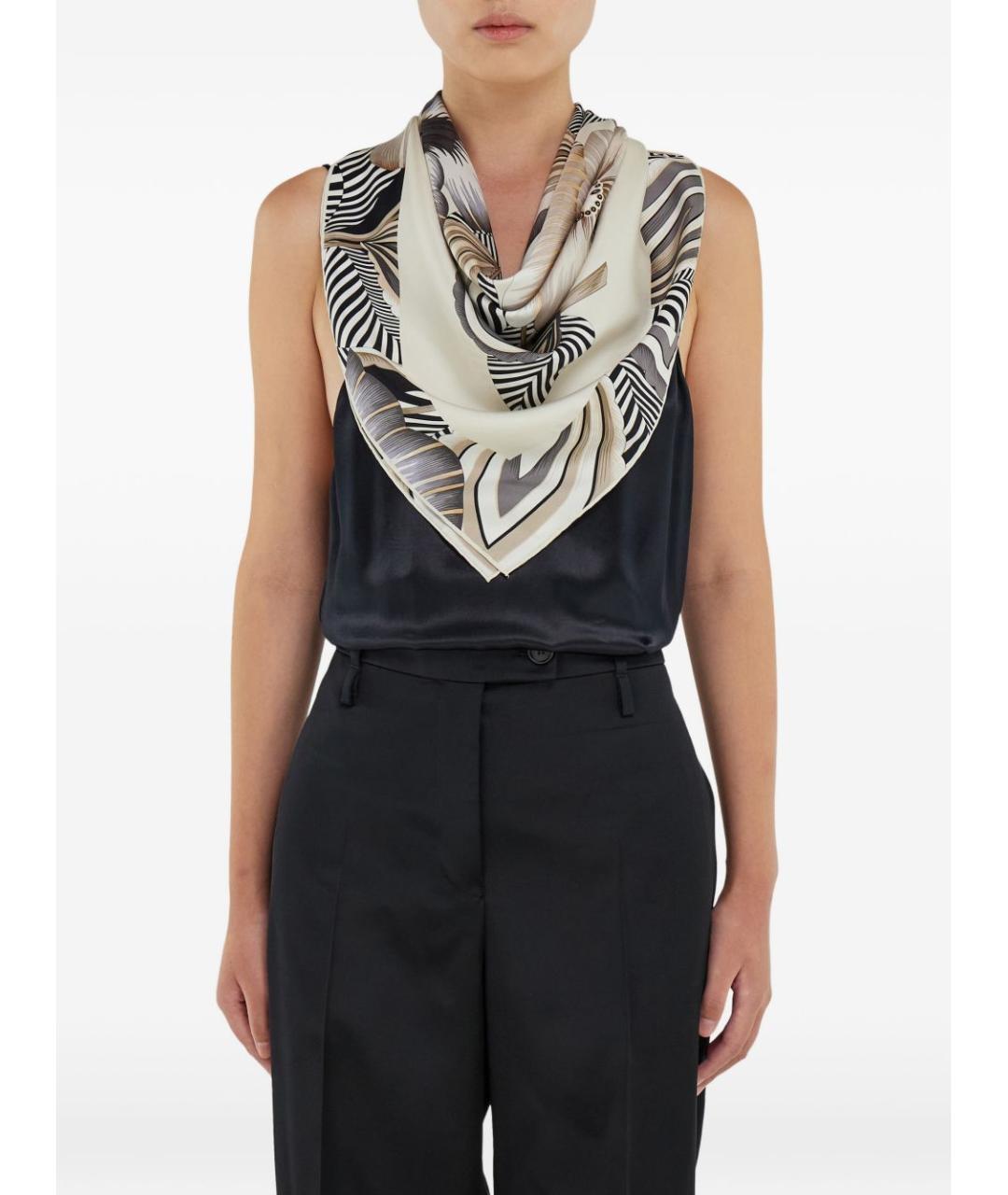 FERRAGAMO Черный шелковый шарф, фото 4