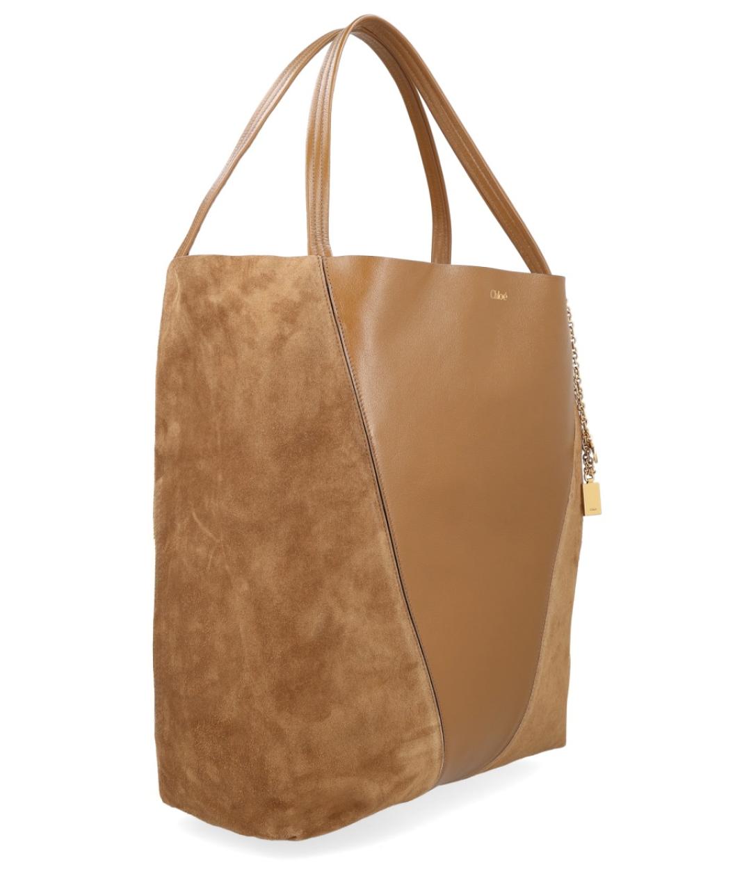 CHLOE Бежевая замшевая сумка тоут, фото 3